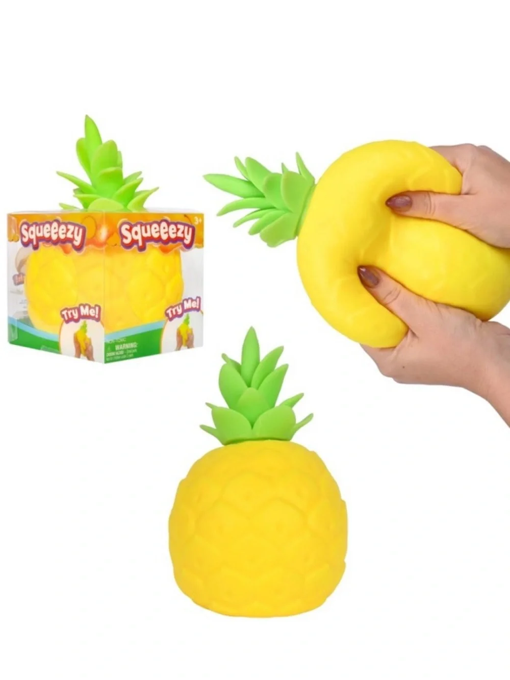 Squeeze Yellow Pineapple Squishy Toy with Green Leaves